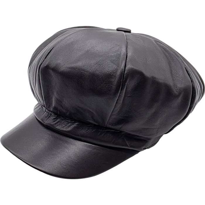 Classic Leather Newsboy Cap