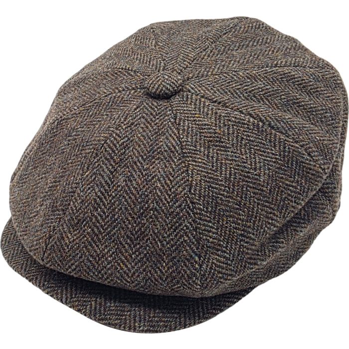 Classic Wool Grey Herringbone Newsboy Cap