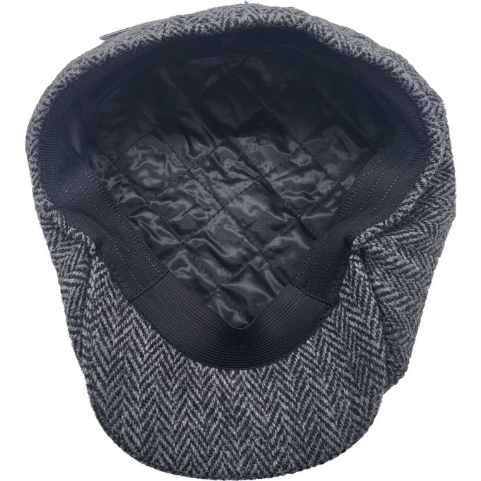 Grey Herringbone Wool Newsboy Baker Boy Cap - Peaky Blinders Style Men's Hat