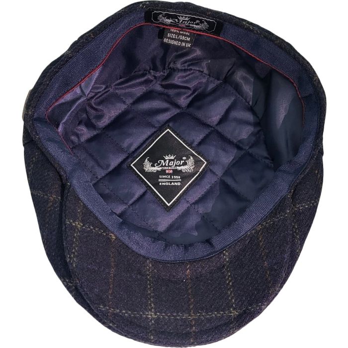 Classic Checked Navy Blue Flat Cap