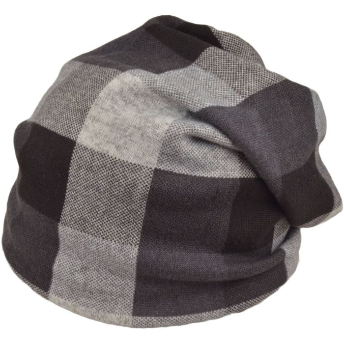Checkered Slouch Beanie Hat