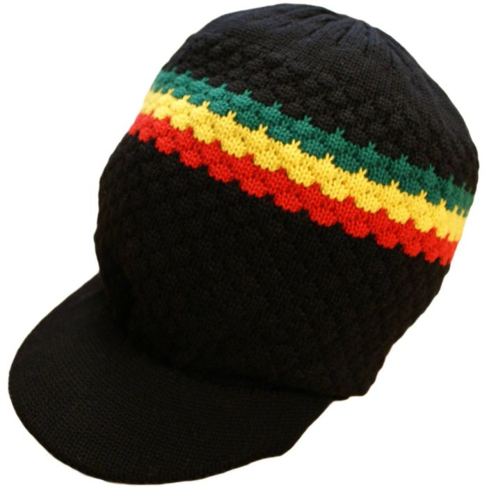 Pan African Large Knitted Peaked Rasta Hat
