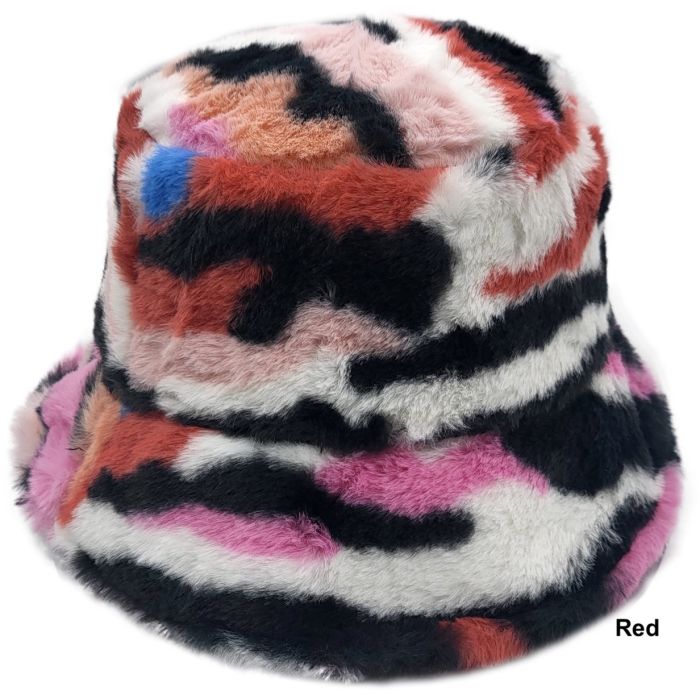 Multi Colours Faux Fur Bucket Hat