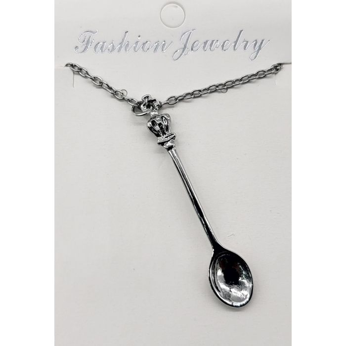 Mini Metal Spoon On Keyring / Necklace – Tiny Tube Spoon For Ibiza Festival (Silver)