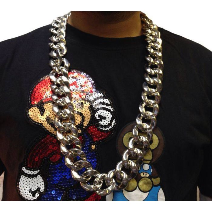 33cm Long Silver Style Hip Hop Costume Chain Necklace