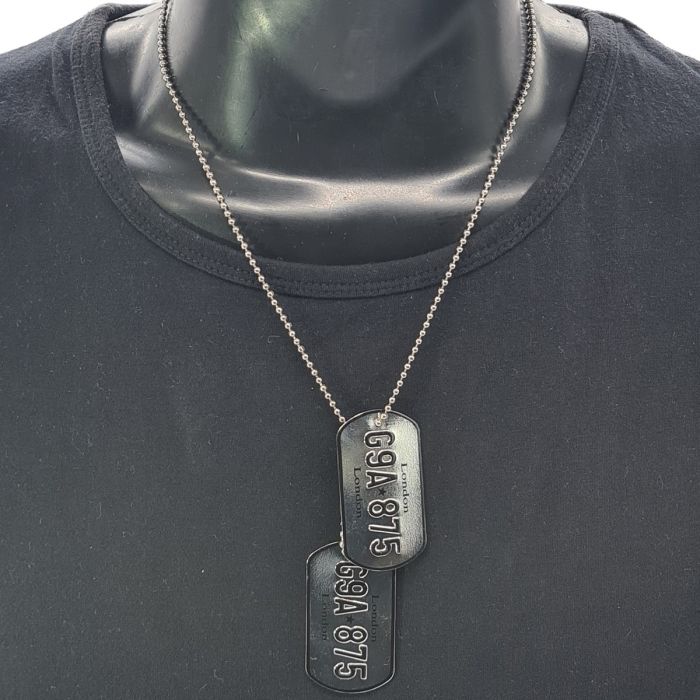 Military Army Style Double Dog Tag Necklace (12Pcs)