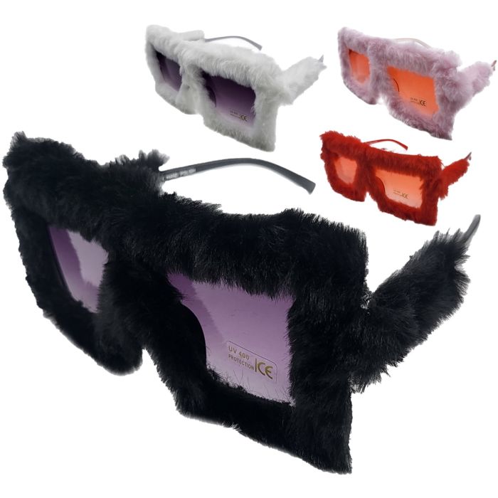 Big Square Fur Sunglasses (12Pcs)