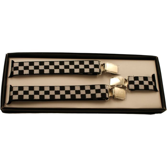 25mm Thin Adjustable Checkered Braces / Suspenders - Boxed