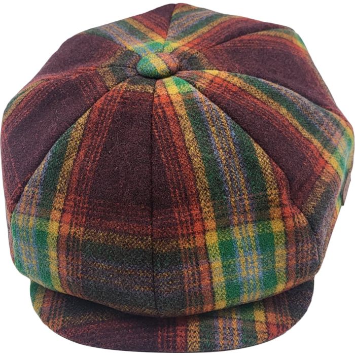 Multicolour Checked Newsboy Cap
