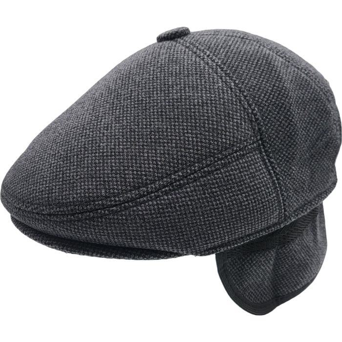Winter Newsboy Flat Cap With Ear Flaps