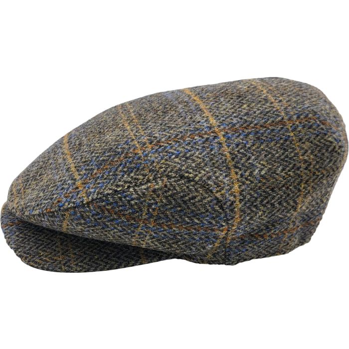 Checked Herringbone Flat Cap
