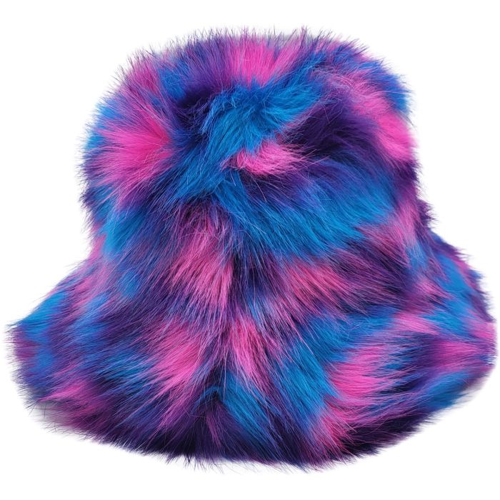 Multi Colour Faux Fur Fluffy Bucket Hats