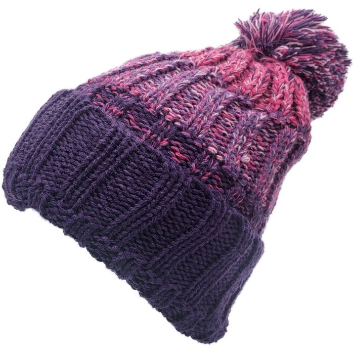 Knitted Beanie With Pompom (12pcs)