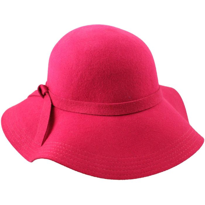 Wide Brim Womens Wool Felt Cloche Hat