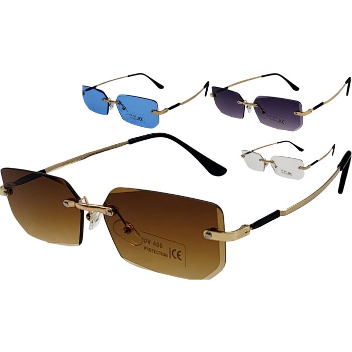 Classic Rectangular Rimless Sunglasses (12pcs)