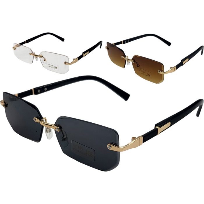 Classic Rectangular Rimless Sunglasses (12pcs)