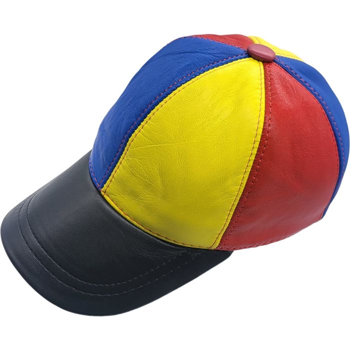 Genuine Leather Patchwork Baseball Cap