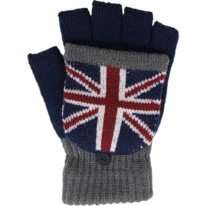 Convertible Union Jack Fingerless Mithen Gloves (12Pcs)