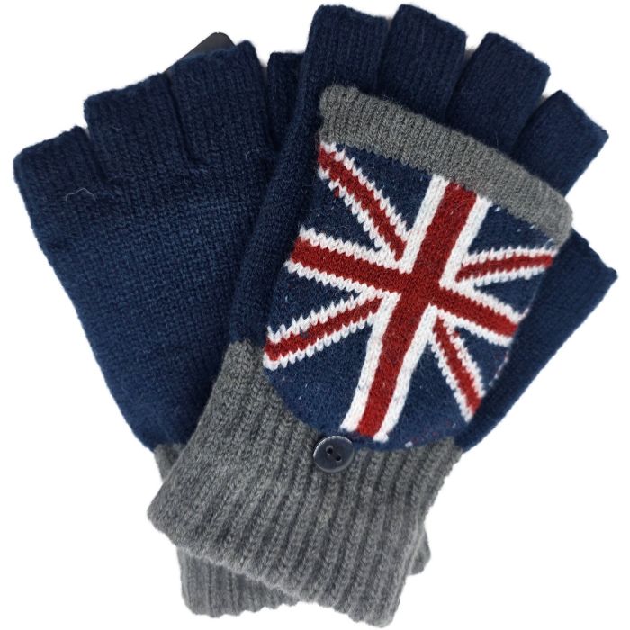 Convertible Union Jack Fingerless Mithen Gloves (12Pcs)
