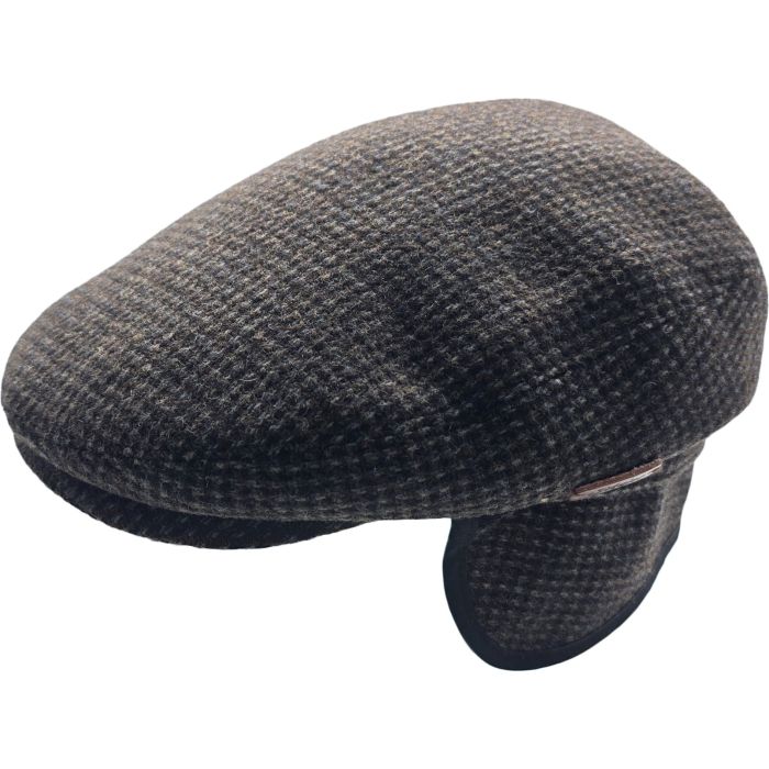 Check Pattern Flat Cap with Ear Flaps
