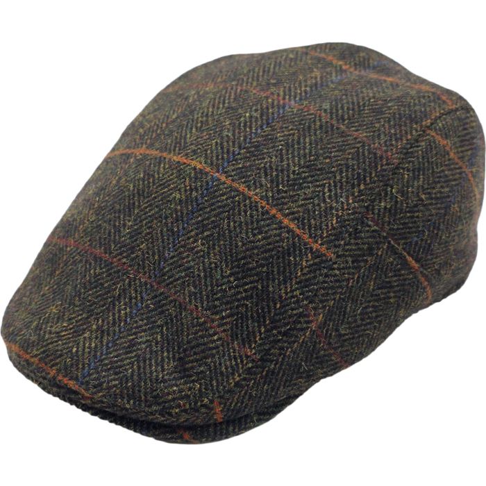 Adjustable Checked Herringbone Pattern Flat Cap