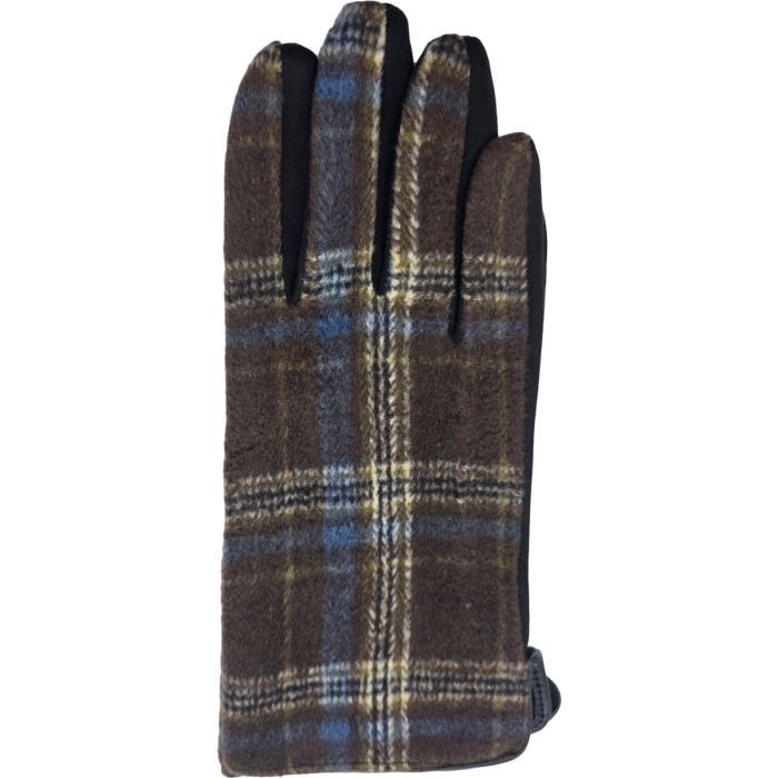 Mens Check Pattern Fabric Gloves (12Pcs)