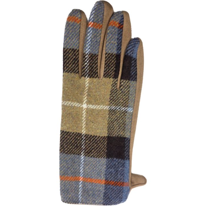 Mens Check Pattern Fabric Gloves (12Pcs)