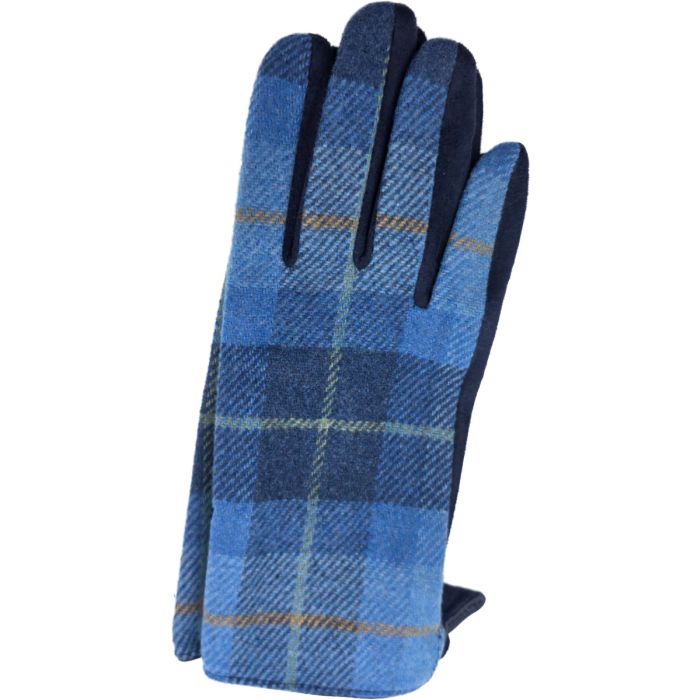Mens Check Pattern Fabric Gloves (12Pcs)