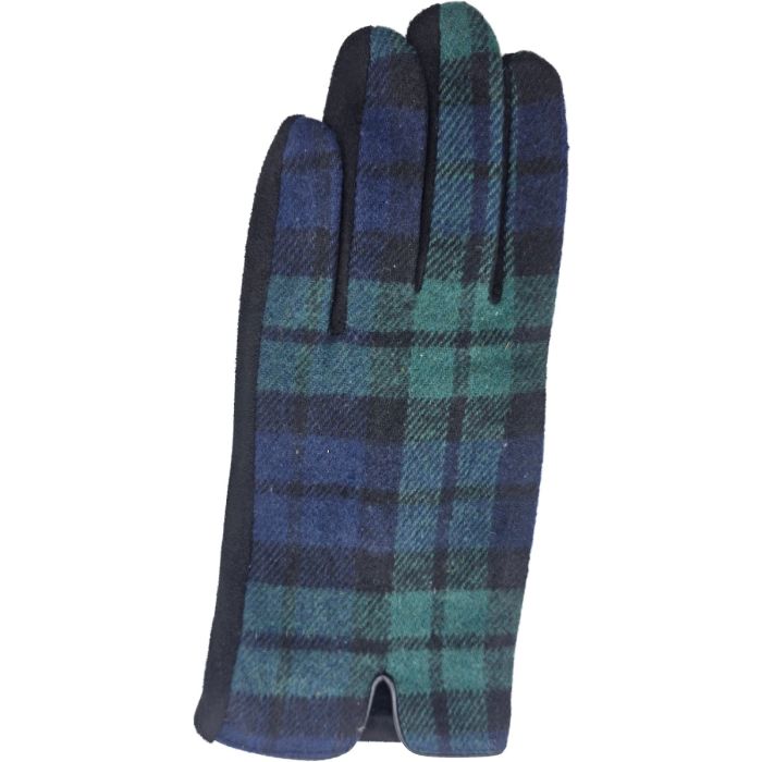 Mens Check Adjustable Fabric Gloves (12Pcs)