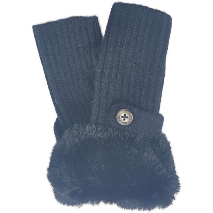 Women’s Stretchy Fabric Gloves with Faux Fur Cuff (12Pcs)