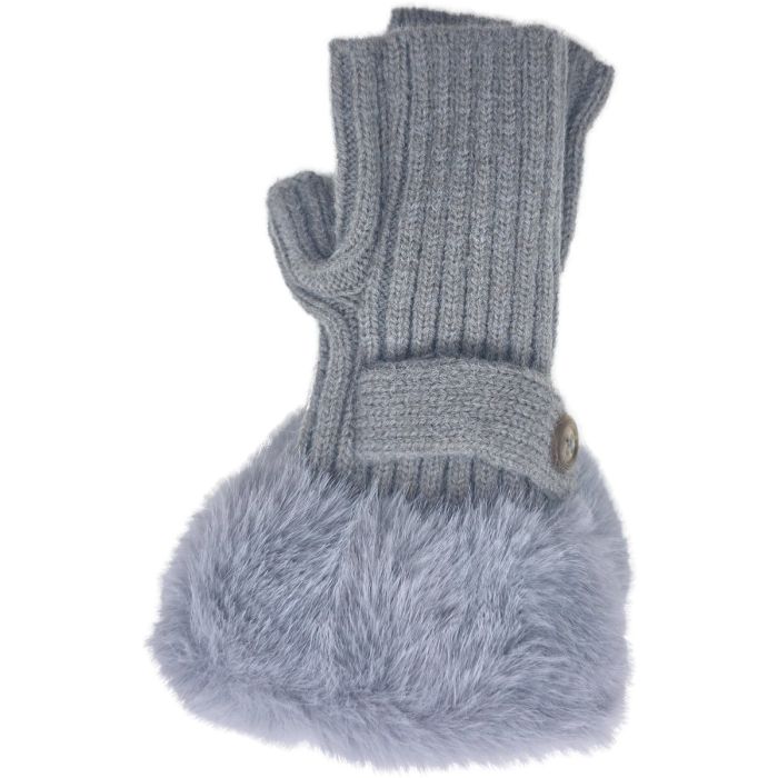 Women’s Stretchy Fabric Gloves with Faux Fur Cuff (12Pcs)