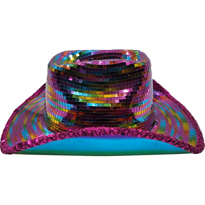 Rainbow Disco Mirror Cowboy Hat