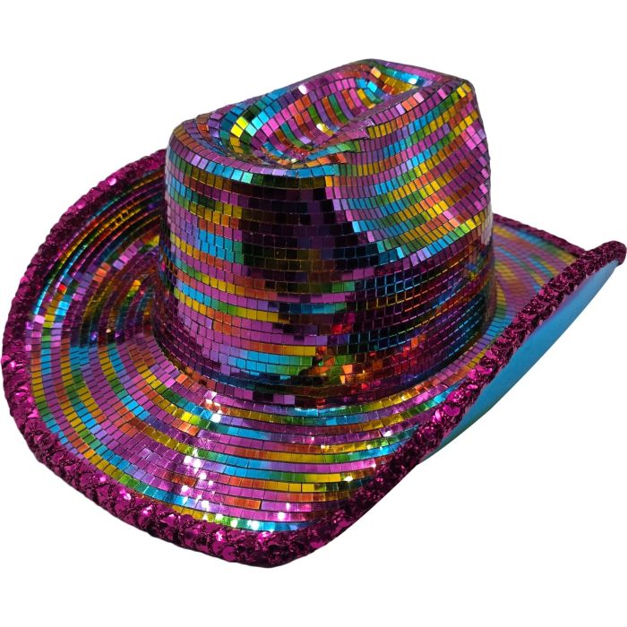 Rainbow Disco Mirror Cowboy Hat