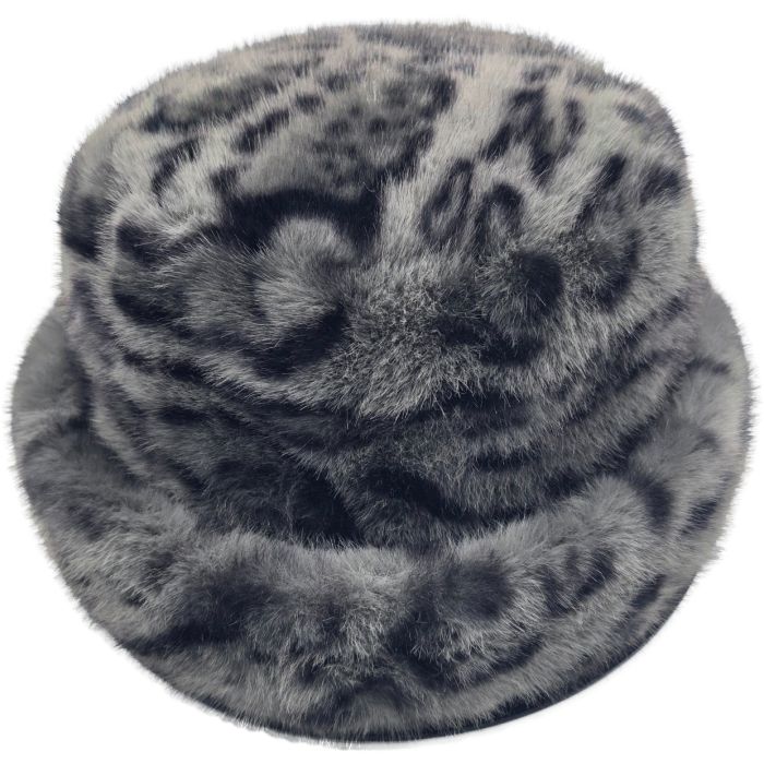 Soft Faux Fur Leopard Print Bucket Hat