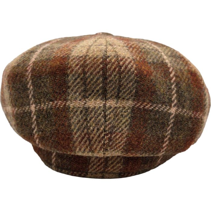 100% Wool Check Tweed Newsboy Cap