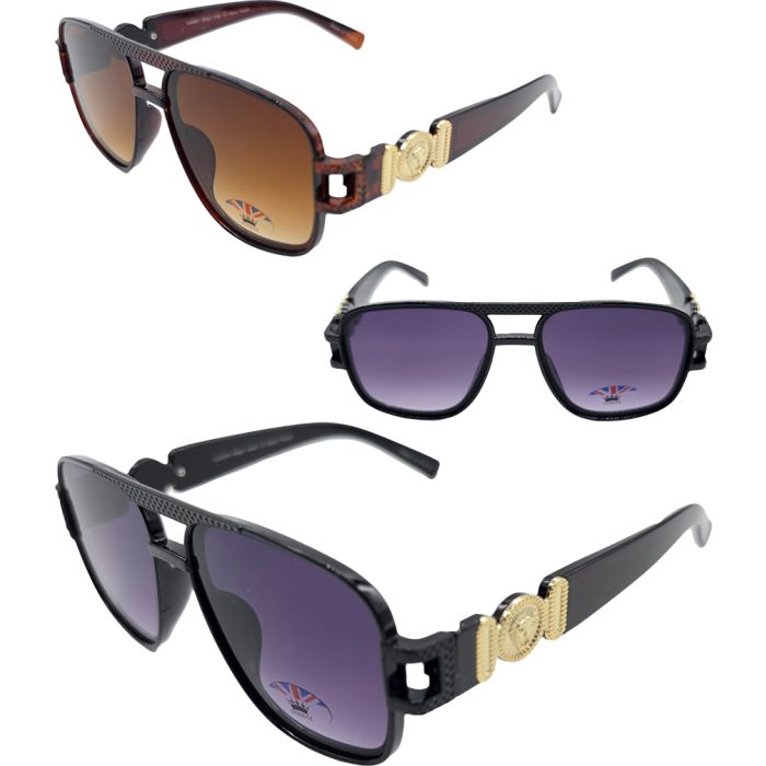 Bold Double-Bridge Square Aviator Sunglasses (12Pcs)