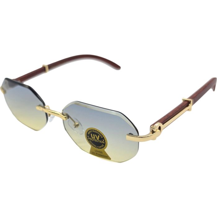 Minimalist Rimless Geometric Rectangular Sunglasses (12Pcs)