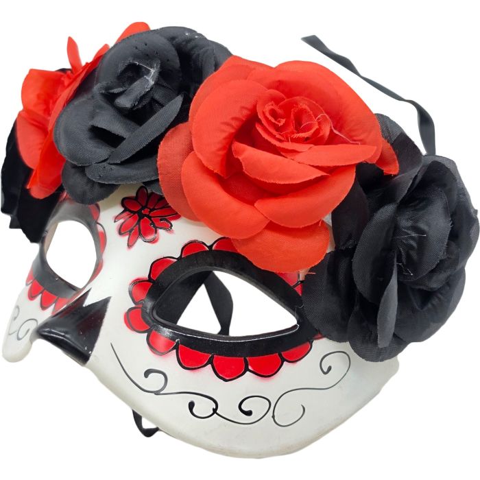 Classic Floral Half-Skull Mask