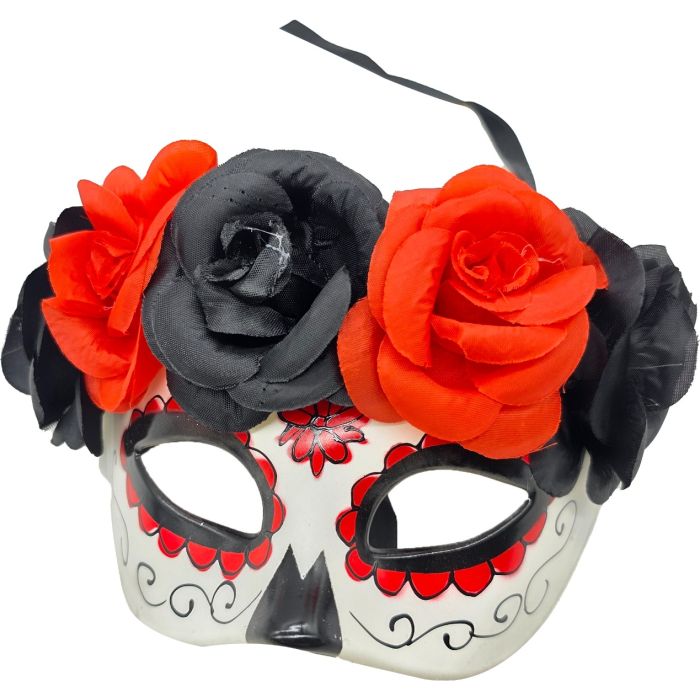 Classic Floral Half-Skull Mask