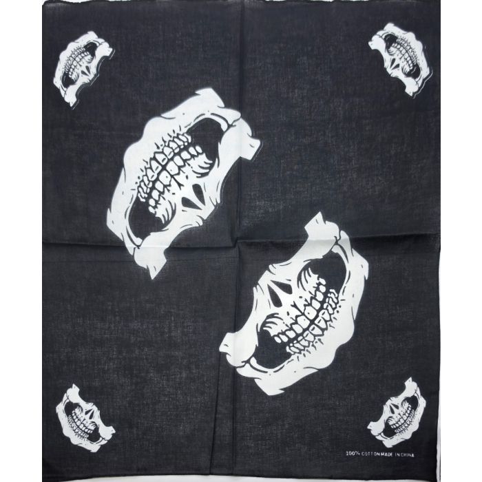 Black Skeletal Jaw Bandana (12Pcs)