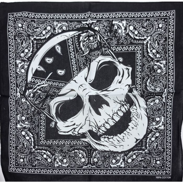 Large Skull Paisley Bandana (12Pcs)