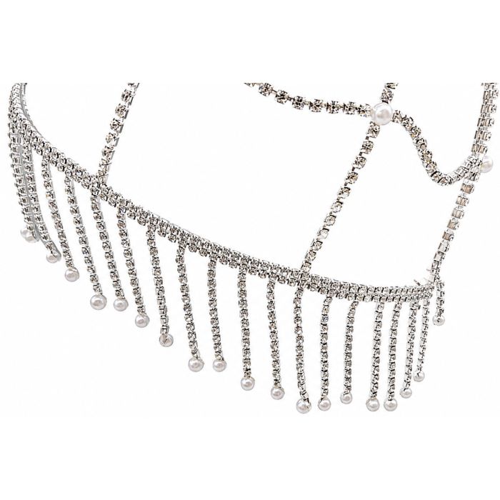 Rhinestone & Pearl Fringe Headpiece