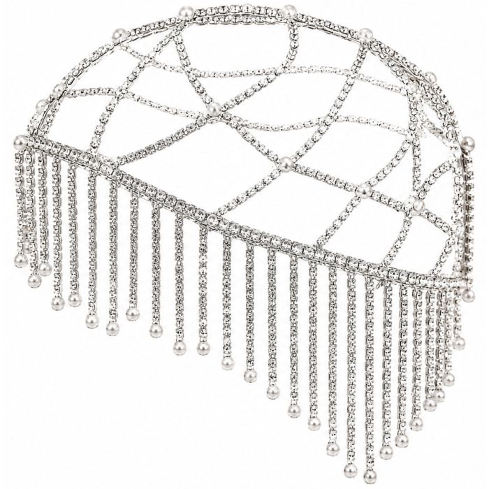 Rhinestone & Pearl Fringe Headpiece