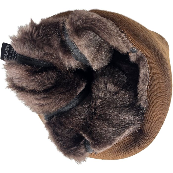 Leather Docker Hat with Rolled Cuff & Lining 