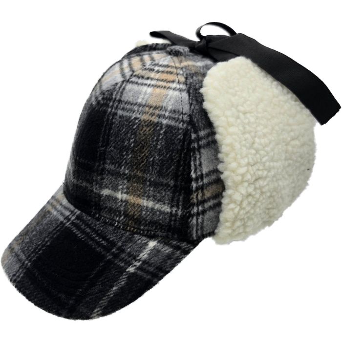 Plaid Winter Cap with Ear Flaps