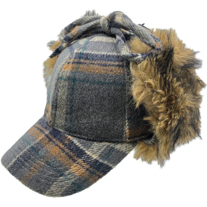 Plaid Winter Cap with Ear Flaps
