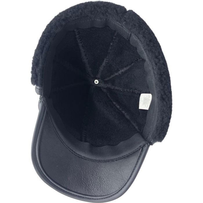 Genuine Leather Baseball Cap with Ear Flaps