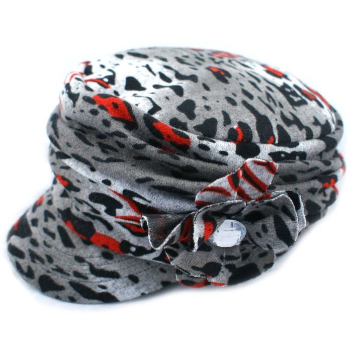 Womens Leopard Print Captains Hat Cap