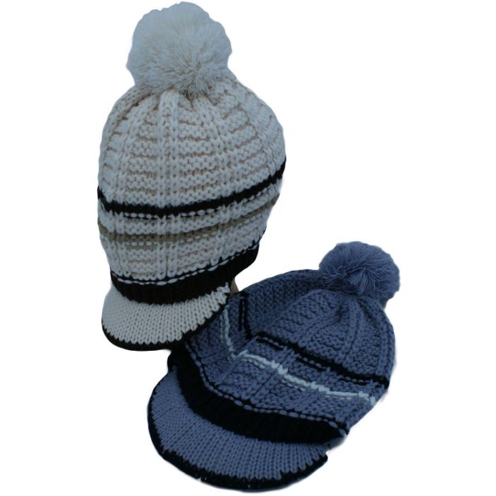Peaked Knitted Beanie Hat (12pcs)