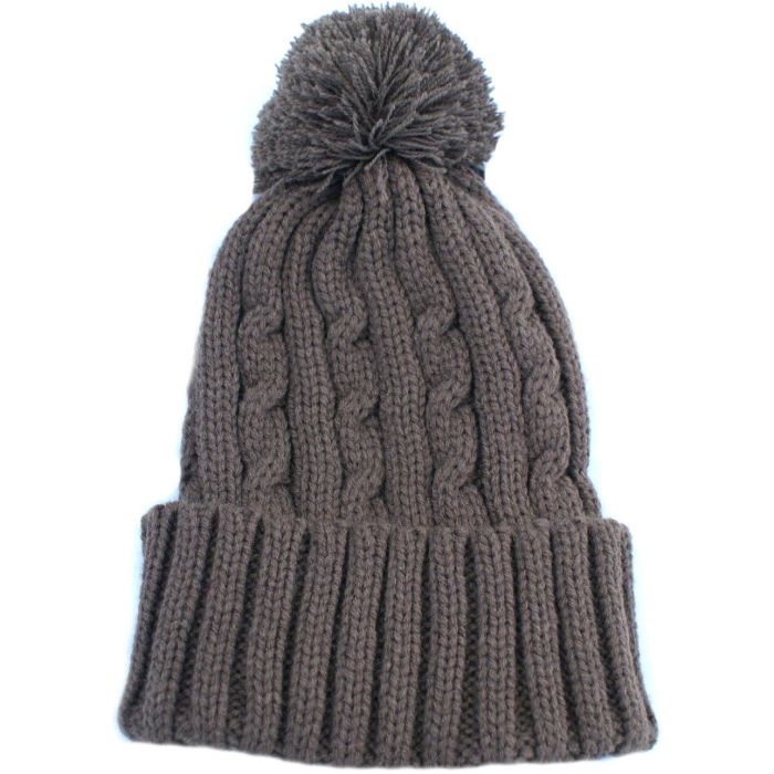 Knitted Beanie With Pompom (12pcs)